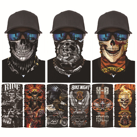 Cycling Motorcycle Bandanas Skull 3D Seamless Mask Buffs Neck Warmer Gaiter Face Shield Scarves Men Women Balaclava Headwear ► Photo 1/6