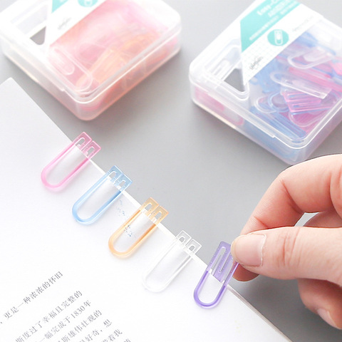 60pcs/box Colored Plastic Paper Clips Decorative paperclip bookmarker for book Stationery office supplies desk accessories ► Photo 1/6