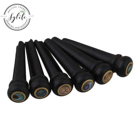 6 Acoustic Guitar Ebony Bridge Pins With Abalone Dot and Brass Circle skirt ► Photo 1/3