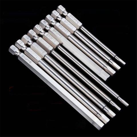 Broppe 8Pcs H1.5-H8 S2 Alloy Steel Magnetic Hexagon Head Screwdriver Bits 1/4 Inch Hex Shank 50/75/100/150mm ► Photo 1/6