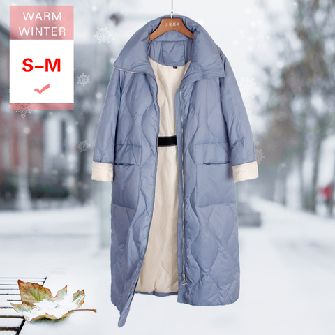 New Winter Long Warm Stand Collar Down Jacket Female Casual loose White Duck Down Coat Windproof Zipper Outwear Good Quanlity ► Photo 1/6