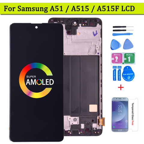 Super AMOLED Display For Samsung Galaxy A51 LCD A515 A515F/DS A515FD A515 LCD Display Touch Screen Replacement A515F Display ► Photo 1/6