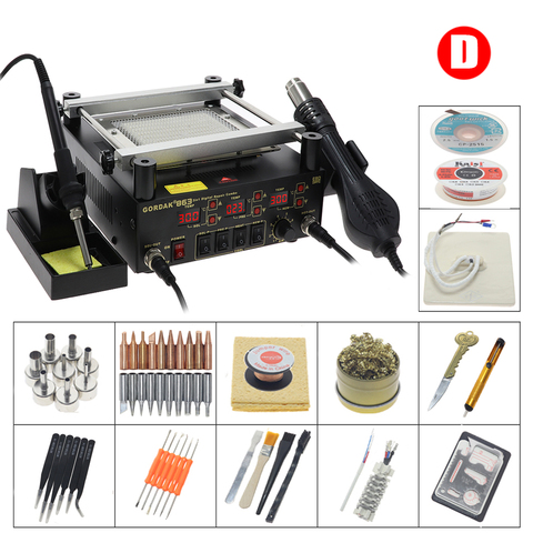 Gordak863anti-static three-in-one combinationpreheatingstationfull digital display BGA soldering station 12 * 12cm heating plate ► Photo 1/6