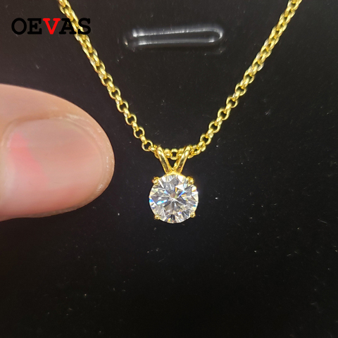 OEVAS Real 1 Carat D Color Moissanite Pendant For Women 18K Gold Plated 100% 925 Sterling Silver Wedding Party Fine Jewelry Gift ► Photo 1/6