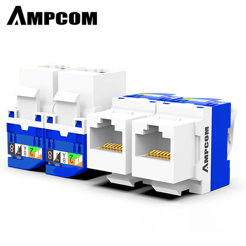 CAT5e/ CAT6 Tool Less Keystone Jack,AMPCOM RJ45 Self-Locking Cat.5e Keystone Module Adapter No Punch-Down Tool Required Couplers ► Photo 1/6