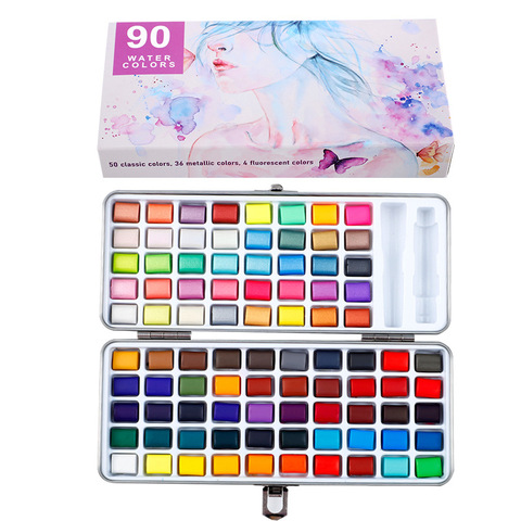 Professional 50/72/90 Color Solid Watercolor Set Basic Neon Glitter Watercolor Paint for Drawing Art Paint Supplies Art Supplies ► Photo 1/6