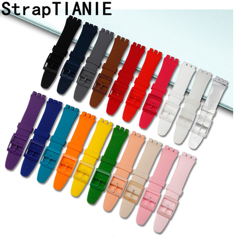 Silicone Strap 16mm 17mm 19mm 20mm for Swatch Watch Band Soft Rubber Replacement Watchband Wrist Bracelet Accessories for SWATCH ► Photo 1/6