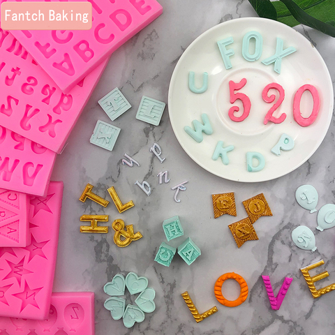 Many Lovely English Letter Number Silicone Mold Cupcake Jelly Candy Fondant Cake Decoration Baking Tool Chocolate Figure Moulds ► Photo 1/6