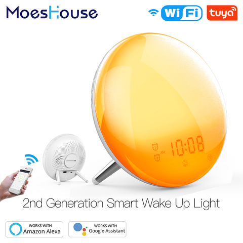 WiFi Smart Wake Up Light Workday Alarm Clock with 7 Colors Sunrise/Sunset Smart Life Tuya APP Works with Alexa Google Home ► Photo 1/6