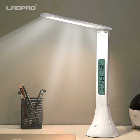 LED Desk Lamp Foldable Dimmable Touch Table Lamp with Calendar Temperature Alarm Clock table Light night lights LAOPAO ► Photo 1/6