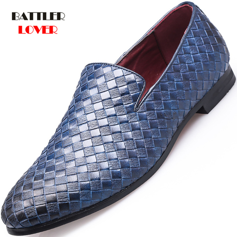 2022 Mens Casual Shoes Breathable Weave Leather Loafers Office Shoes For Men Driving Moccasins Comfortable Slip on Fashion Shoes ► Photo 1/6