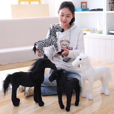 50 CM Simulation Black White Horse Pony Zebra Plush Toys Lifelike Wild Animal Doll Children Kids Birthday Christmas Gifts ► Photo 1/6