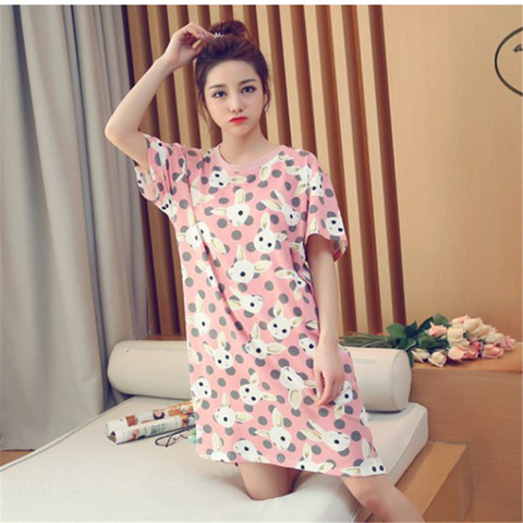 Sanderala Women Cartoon Print Dress Sexy Lingerie Sleepwear Milk Silk Cute Animal Nightgrown Strap Thin Female Nighty Underwear ► Photo 1/6