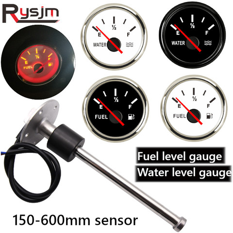 Universal 52mm Digital Fuel Level Gauge for 0-190ohm fuel gauge Fuel Sender Unit Water Level Sensors fit marine boat yacht car ► Photo 1/6