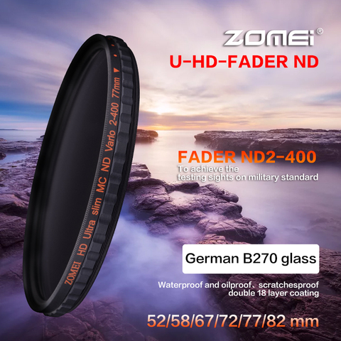 ZOMEI HD Slim Adjustable Fader ND2-400 Filter Neutral Density ND Optical Glass For Canon Nikon DSLR Camera Lens ► Photo 1/6