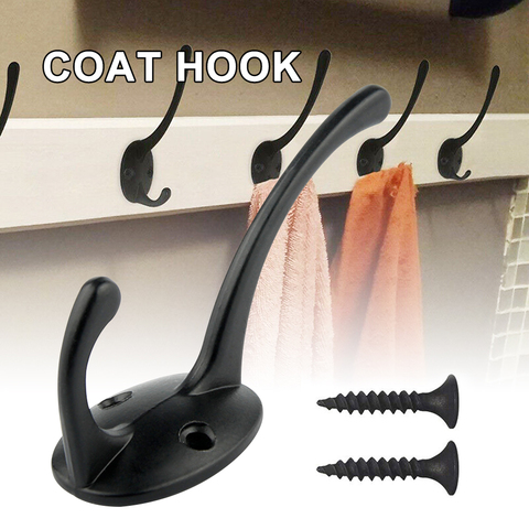 Heavy Duty Coat Hooks Wall Mounted Hat Hardware Dual Prong Retro Coat Hanger 3 ► Photo 1/6