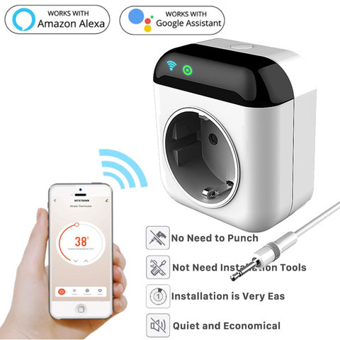 Nashone Tuya Wifi Thermostat Temperature Controller Smart Socket with Sensor Electric Floor Heating Work with Alexa Google Home ► Photo 1/6