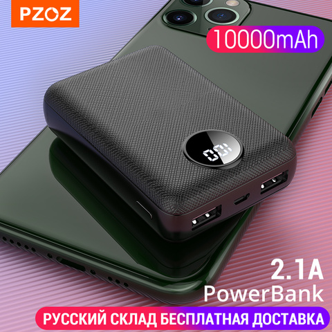 PZOZ Power Bank 10000mAh Dual USB Mobile Phone External Battery Fast Charge For iphone xiaomi mi Portable Charger mini PowerBank ► Photo 1/6