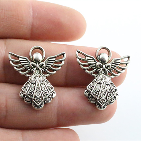 26x23mm 10pcs Antique Silver Plated Angel Handmade Charms Pendant:DIY for bracelet necklace-P2-34 ► Photo 1/2