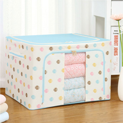 Oxford Cloth Clothes Steel Frame Transparent Storage Box Bed Sheet Blanket Pillow Shoe Rack Container Foldable Storage Case ► Photo 1/6