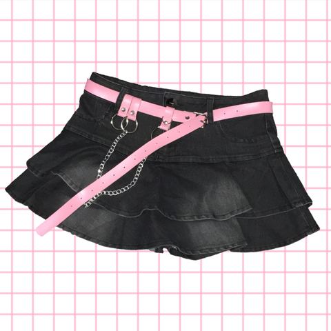 Japanese Harajuku Style Girl High Waist Ruffles Cute Black Denim Pleated Skitrs Preppy Style Sweet Mini Shorts Skirts ► Photo 1/5