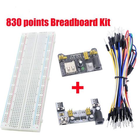 Breadboard Power Module 830 points Solderless Prototype Bread board kit Jumper wires Cables For Arduino diy kit Raspberry Pi ► Photo 1/6