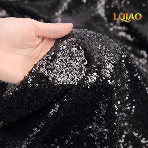 7 yards 3mm African Sparkly Embroidered Black Sequin Fabric for Wedding/Party/Backdrop/Tablecloth Decortion diy craft sewing ► Photo 1/6
