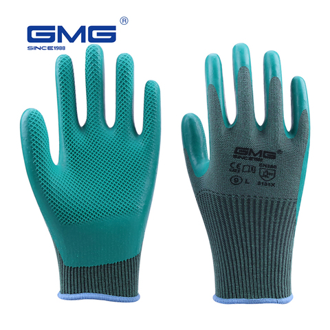 ECO-Latex Gloves Durable Non-slip GMG 3 Pairs Green Diamond Palm Surface Work Gloves Construction/Mechanical/Garden Gloves ► Photo 1/6