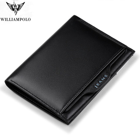 BRAND Removable Card Holder Wallet Men Slim Wallet WILLIAMPOLO Genuine Leather Small Thin Purse For male 2022 Fashion Short ► Photo 1/6