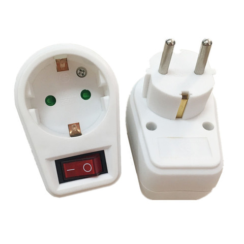 1PCS European Type Conversion Plug 1 TO 1 Way Power Adapter Plug adaptor With Switch 16A AC 250V EU Travel Plug Socket EU Plug ► Photo 1/1