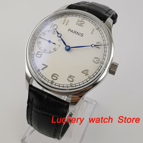 Parnis 44mm Manual mechanical watch white dial 17 jewels 6497 hand winding movement Casual Men watches ► Photo 1/6