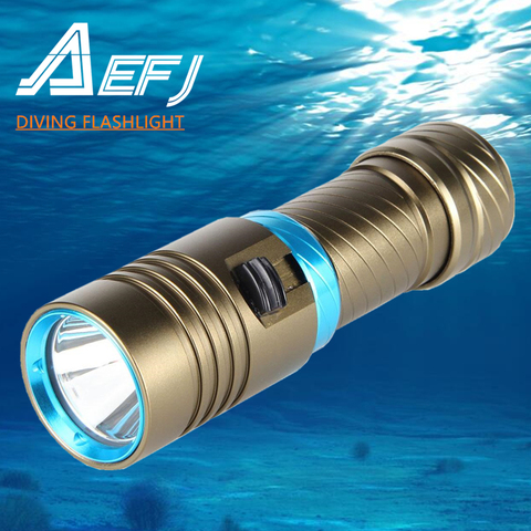 XM-L2 Waterproof Dive Underwater 80 Meter LED Diving Flashlight Torches yellow Lamp Light Camping Lanterna With Stepless dimming ► Photo 1/6