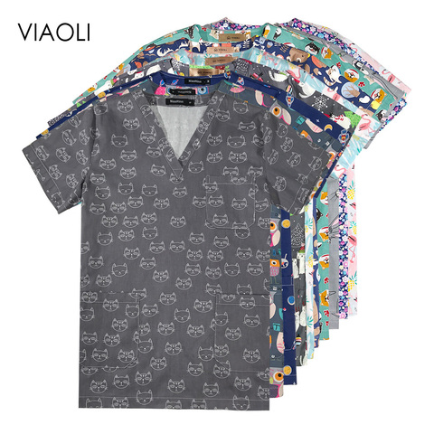 viaoli women medical surgical uniforms pharmacy hospital nurse scrubs tops breathable beauty salon dentistry pet doctor overalls ► Photo 1/6