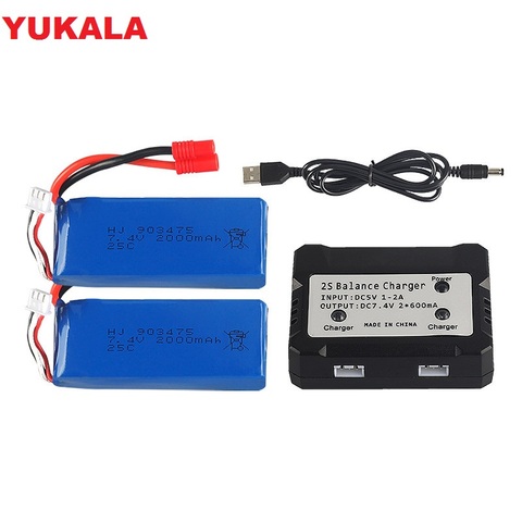 7.4V 2000mAh for X8C X8W X8G quadrocopter 7.4 V 2000 mAh high capacity Lipo battery 903475/charger ► Photo 1/2