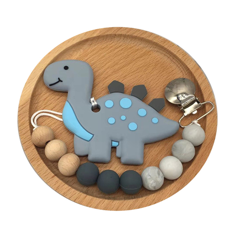 1pc Baby Silicone Teether Pacifier Clip Chain Dinosaur Pendant Crochet Beads Rodent Soother Clip Baby Shower Gift For Kids Toys ► Photo 1/6