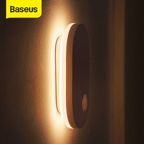 Baseus PIR Motion Sensor Night Light Human Induction Night Light Magnetic LED Light Rechargeable Bedside Lamp Wall Lamp For Home ► Photo 1/6