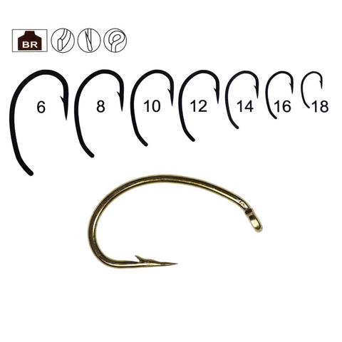 Bimoo 50PCS Down Wire 1X-Short Shank Fly Tying Barbed Hooks Curved Shank Fly Hooks for Caddis Larvae Pupae Scuds Emerger Mayfly ► Photo 1/6
