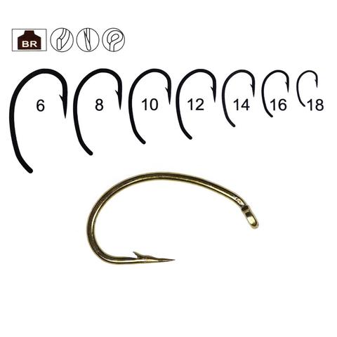 Fishing Hooks 50PCS Curved Shank Fly Hook Nymphs Fly Tying Hook