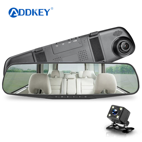 ADDKEY FHD 1080P Car Dvr Camera Auto 4.3 Inch Rearview Mirror Digital Video Recorder Dual Lens Registratory Camcorder dash cam ► Photo 1/6