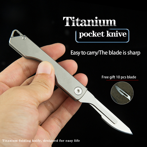 Titanium folding knife high hardness tactical outdoor survival camping tool knife ► Photo 1/6