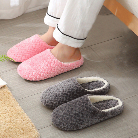 Women Indoor Slippers Warm Plush Home Slipper Autumn Winter Shoes Woman House Flat Floor Soft Slient Slides for Bedroom ► Photo 1/6