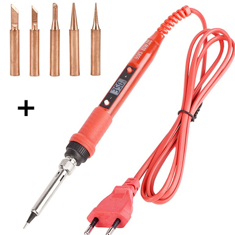 220V  80W  Digital display EU Adjustable Temperature Electric Soldering Iron with 6 Welding tip free shipping ► Photo 1/4