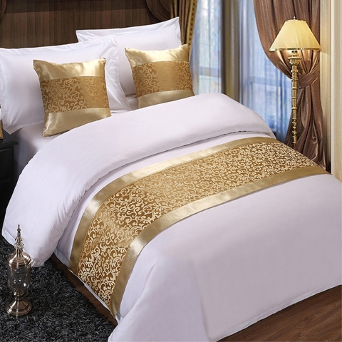 Golden Floral Bedspreads Bed Runner Throw Bedding Single Queen King Bed Cover Towel Home Hotel Decorations ► Photo 1/3
