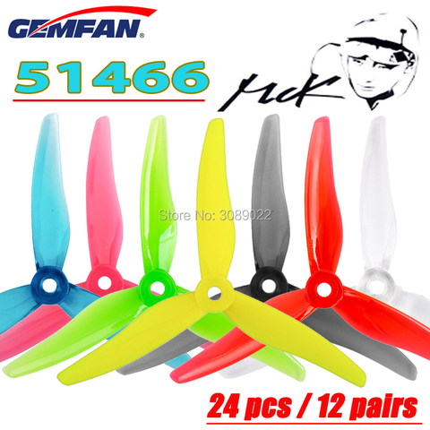 24 pcs/ 12 pairs Gemfan 51466 5inch 3 blade/ tri-blade Propeller Props CW CCW Brushless motor FPV Propeller for FPV Racing drone ► Photo 1/6