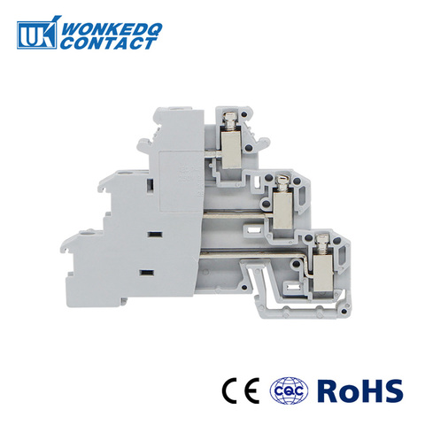 Din Rail Terminal Block Terminator 10Pcs DIKD-1.5  Three Layer 3 Level Sensor Actuator Triple Wire Connector DIKD1.5 ► Photo 1/6