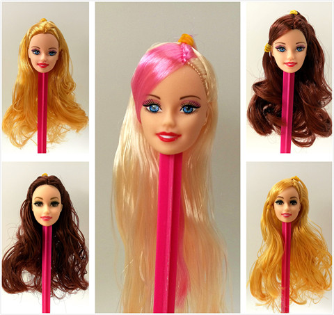 Lowest Price Excellent Quality Doll Head with Colorized Hair Girl Doll Accessories DIY Gift For Barbie Dolls head ► Photo 1/6