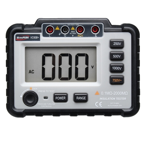 WinAPEX Digital Insulation Tester 250V 500V 1000V DC Voltage Short Circuit Input Alarm Megger MegOhm Resistance Meter Backlight ► Photo 1/6