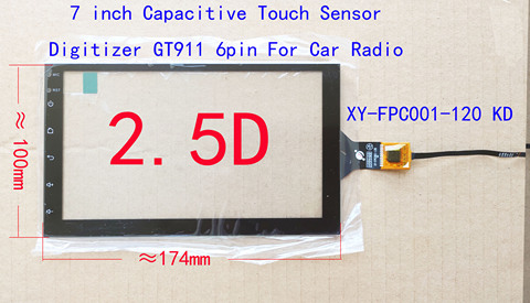 7 inch 174*100mm Sensor Digitizer For Carplay Car Radio 2.5D Glass G+G XY-FPC001-120 KD XCGP7.0-094 GT911 6pin ► Photo 1/4