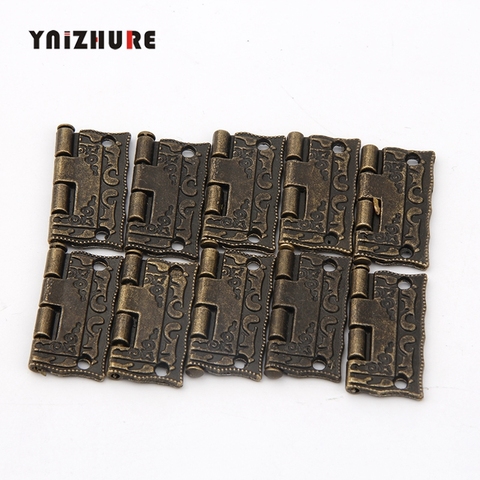 YNIZHURE 10PCS Cabinet Door Hinge Door Hinges For DIY Box Furniture Hinges With Screws 4 Holes Bag Accessory Bronze Tone ► Photo 1/6