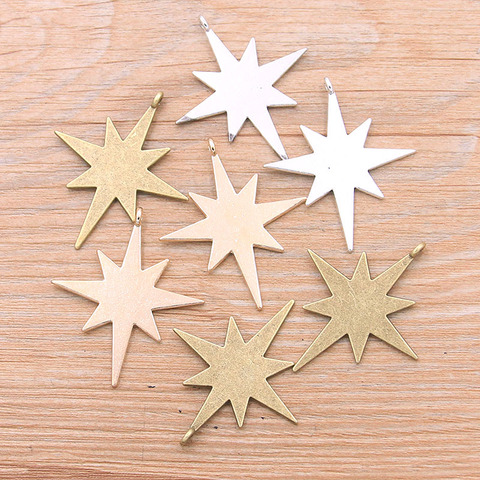 PULCHRITUDE 10PCS 35*40mm Three Color Octagonal Star Charms Christmas Pendant For DIY Jewelry Metal Alloy Jewelry Marking ► Photo 1/6